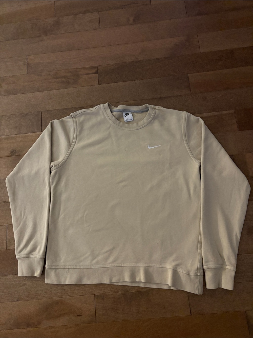 Nike Crewneck Sweatshirt in Beige with White Swoosh